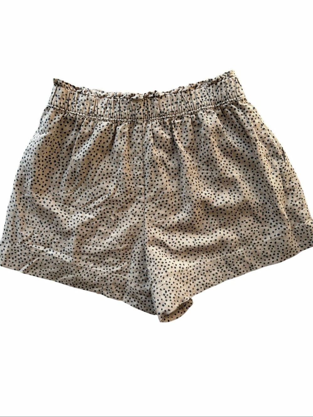Abercrombie & Fitch Linen Khaki Black Pull On Shorts Women’s Size Small Lined